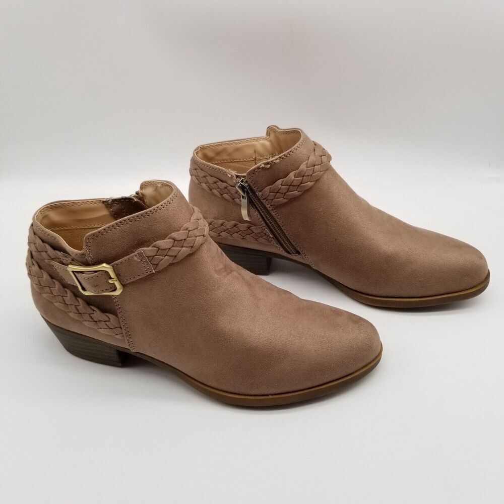 LifeStride Women's Adriana Booties Size 8M Brown Ankle Block Heel Side Zip - Picture 3 of 10